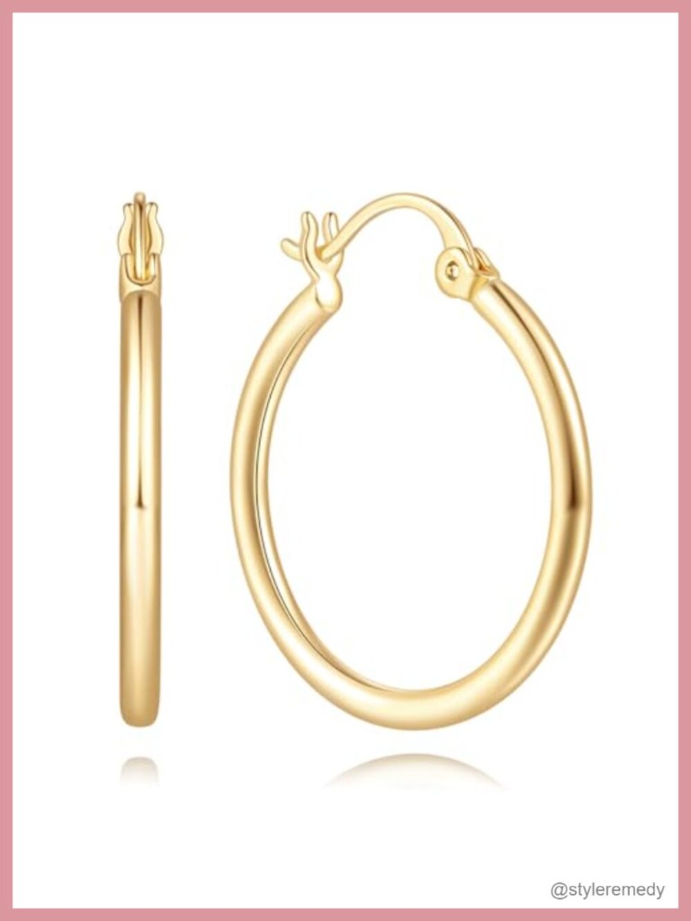 14K Gold Plated Hoop Earrings Minimalist Hinged Hoop for Women